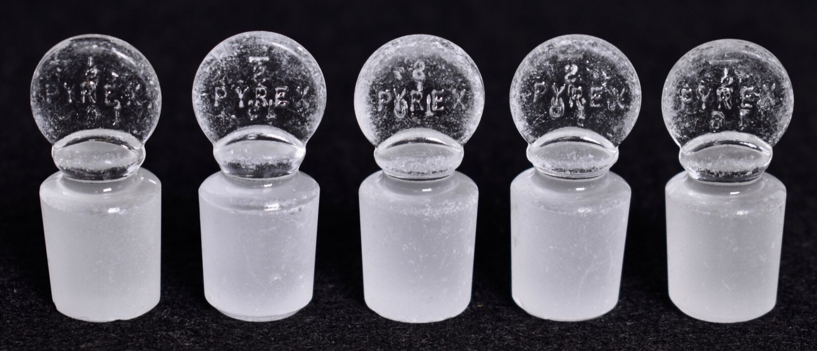 5 Count Pyrex # 16 Penny Head Glass Stoppers