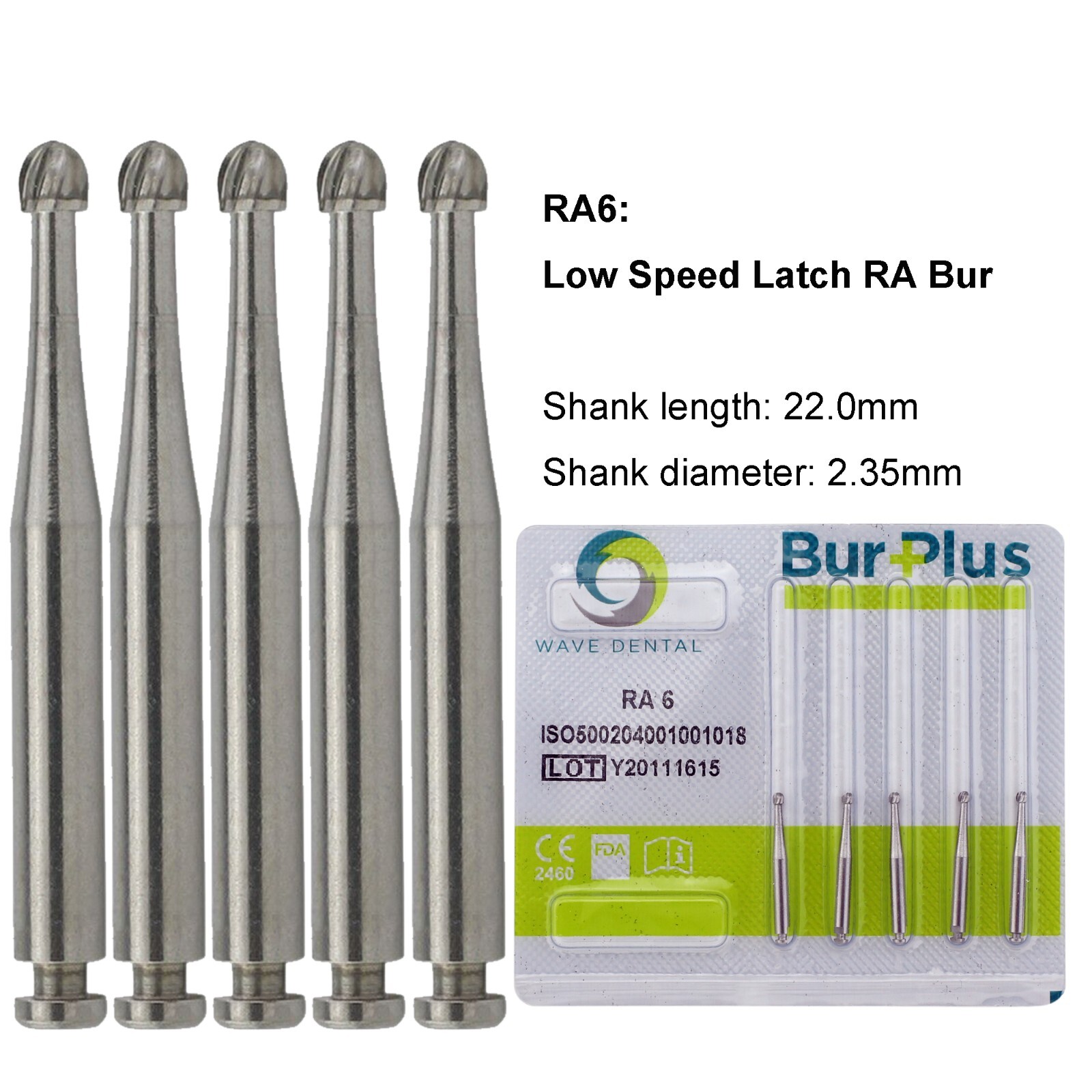 WAVE Dental Round Carbide Bur For Slow Speed Latch RA1-8 Taper Fissure RA702 699