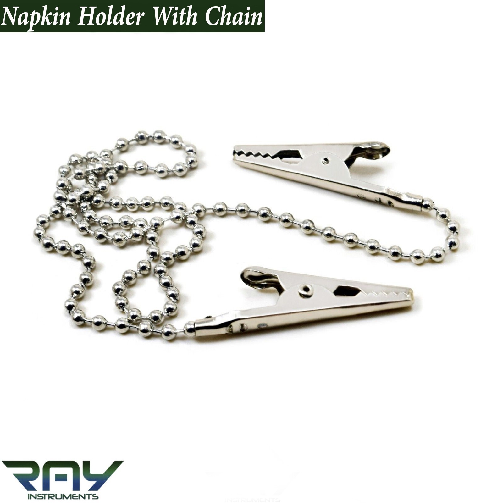 Dental Bib Clips Napkin Holder Flexible Ball Chain With Metal Balls