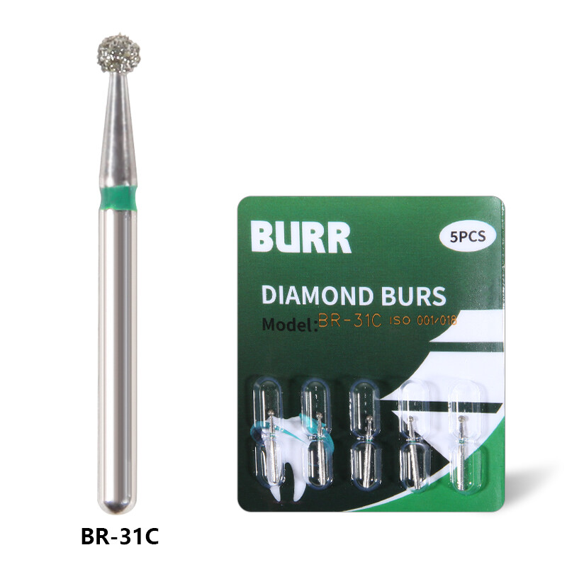 1 box Dental Diamond Burs Ball Round BR-31 For High Speed Handpiece 5 pcs/pack