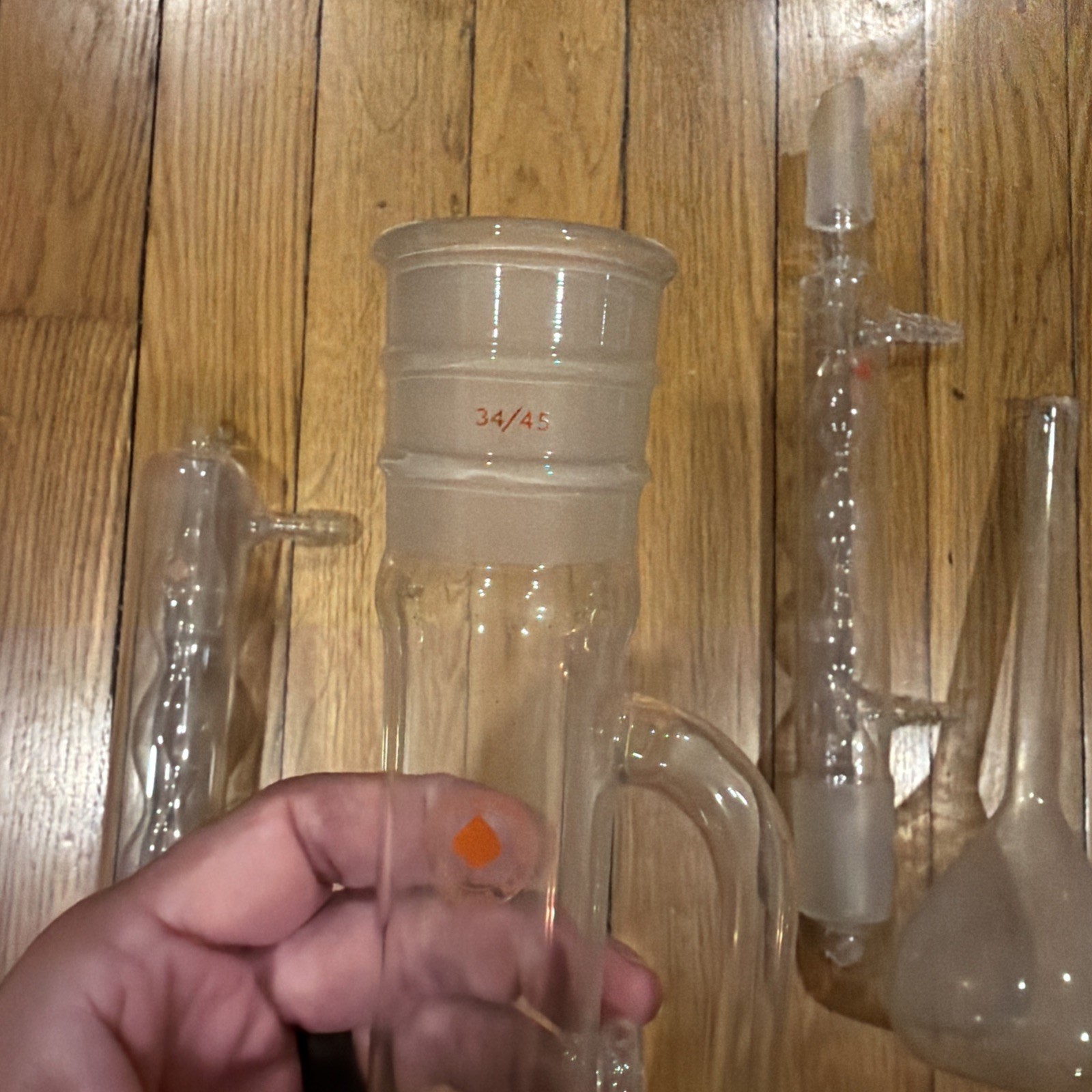 Ace Glass Distillation Extractor Glass Condenser Set 34/45 Laboratory Used