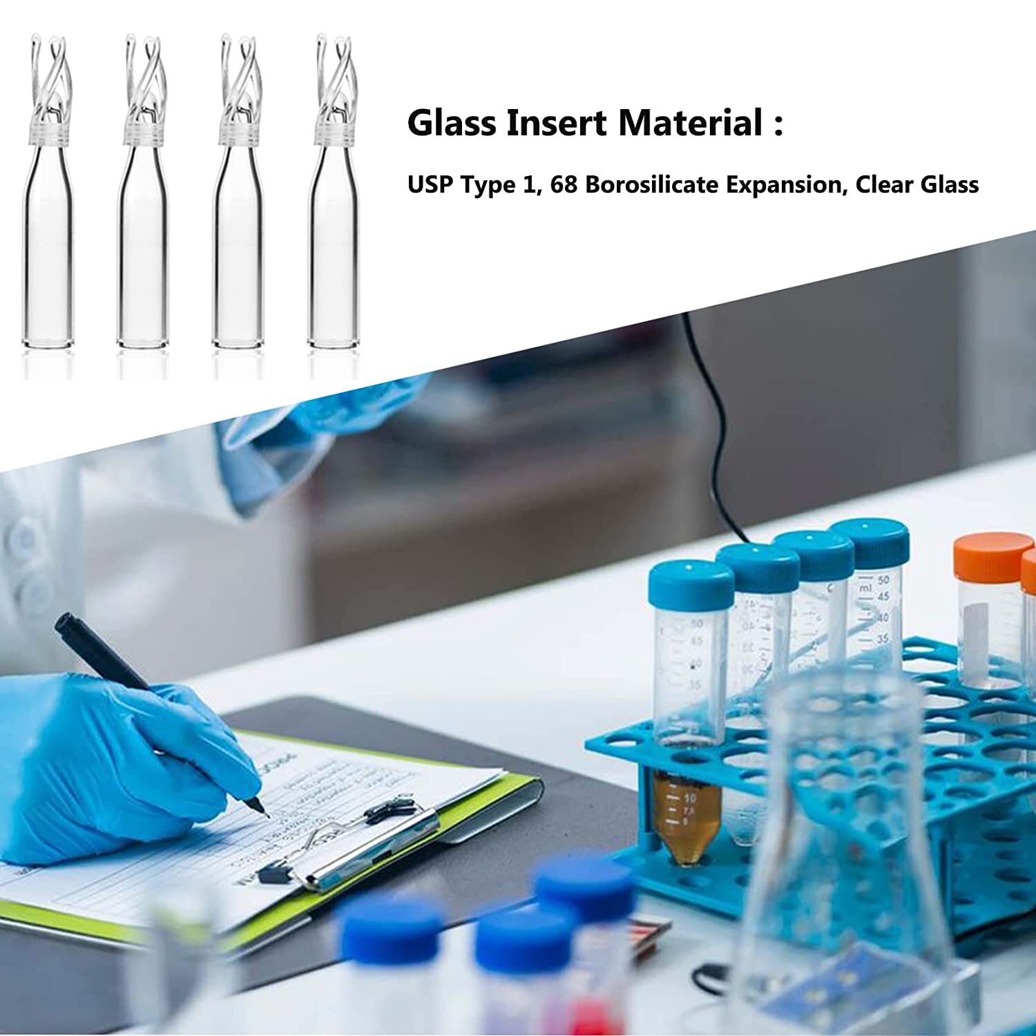 2000x 2mL Autosampler Vials 9-425 Clear,9mm Screw Cap|250ul Vial Micro-Insert GC