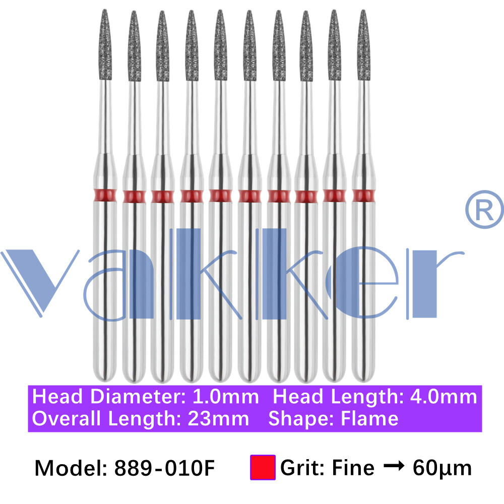 10pc/pk Diamond Burs Shape Flame Diamond Bur Super Fine Medium Coarse