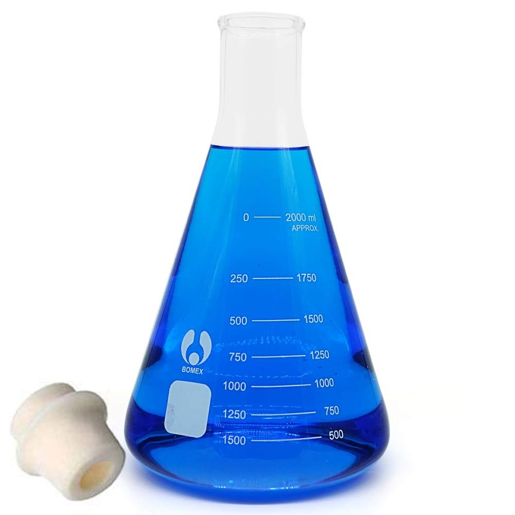 Glass Erlenmeyer Set Narrow Mouth 2000ml Graduated s