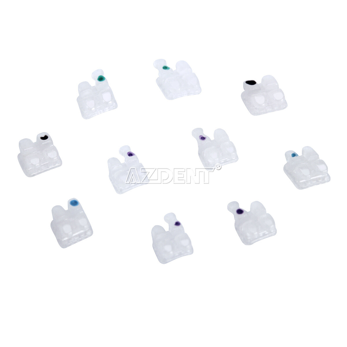 AZDENT Dental Orthodontic Ceramic Brackets Braces Roth/MBT 022 018 3-4-5 Hooks