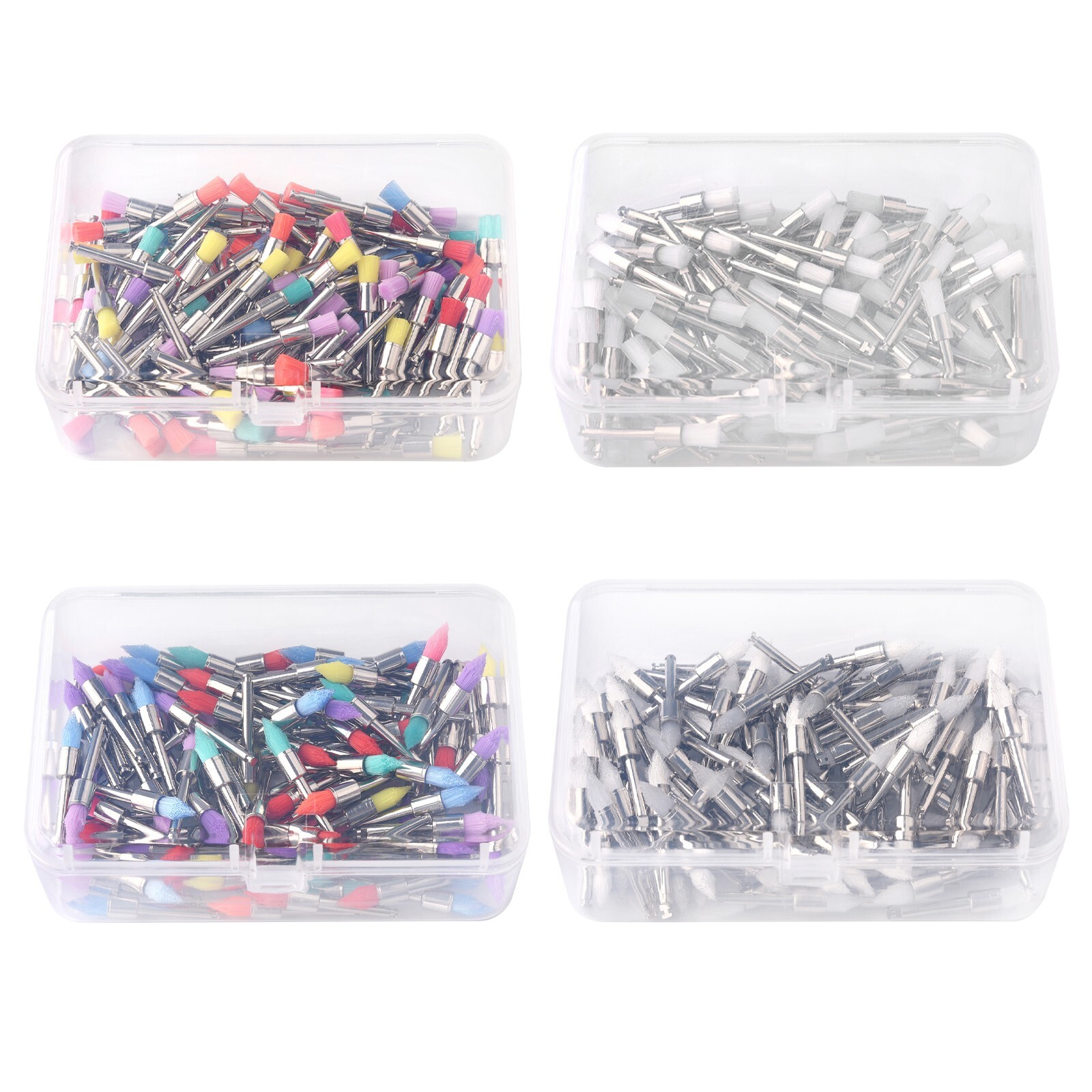 Dental White & Colorful Prophy Polishing Brush Nylon Flat Latch & Tapered Type