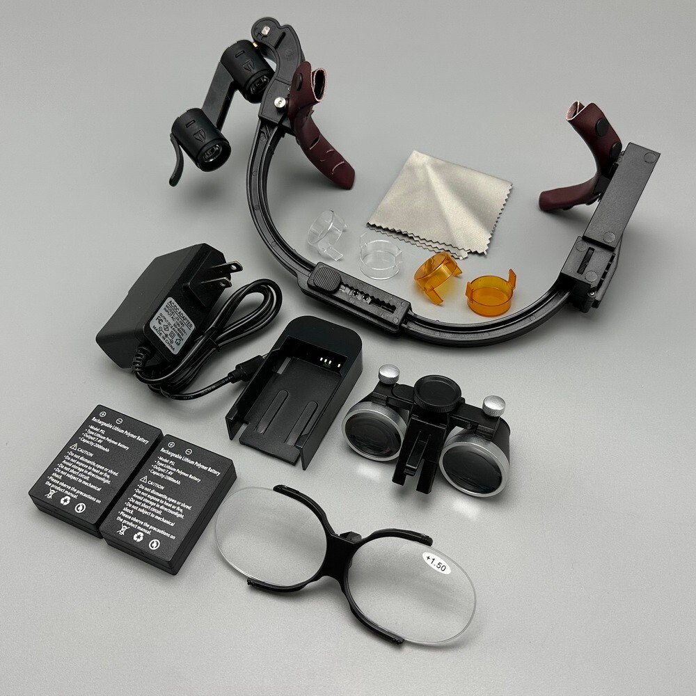 Dental 3.5X Surgical Binocular Loupes Headband Magnifier LED Headlight US/EU