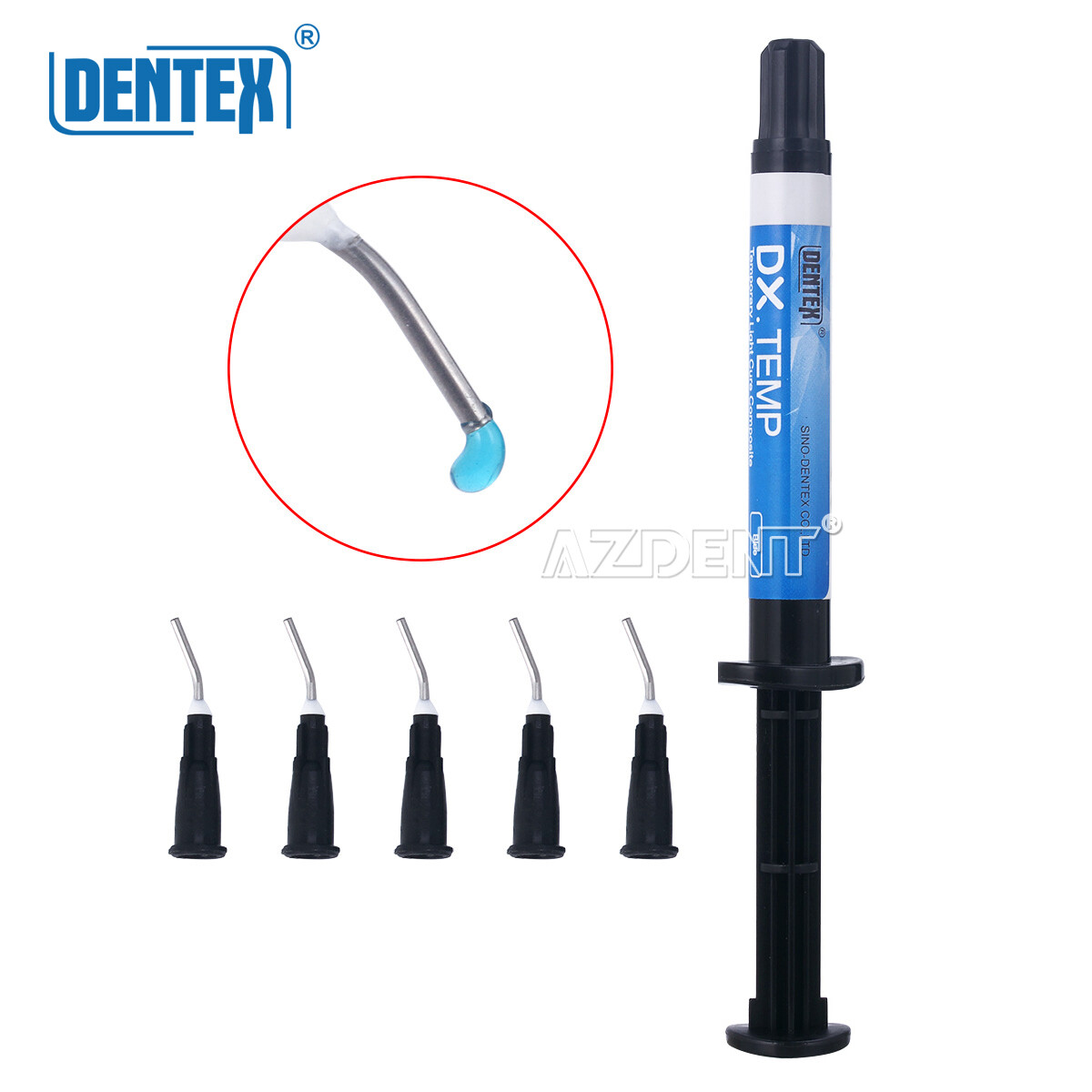 20pack Dentex DX.TEMP Dental Composite Resin 2.5g Temporary Flow Light Cure Blue