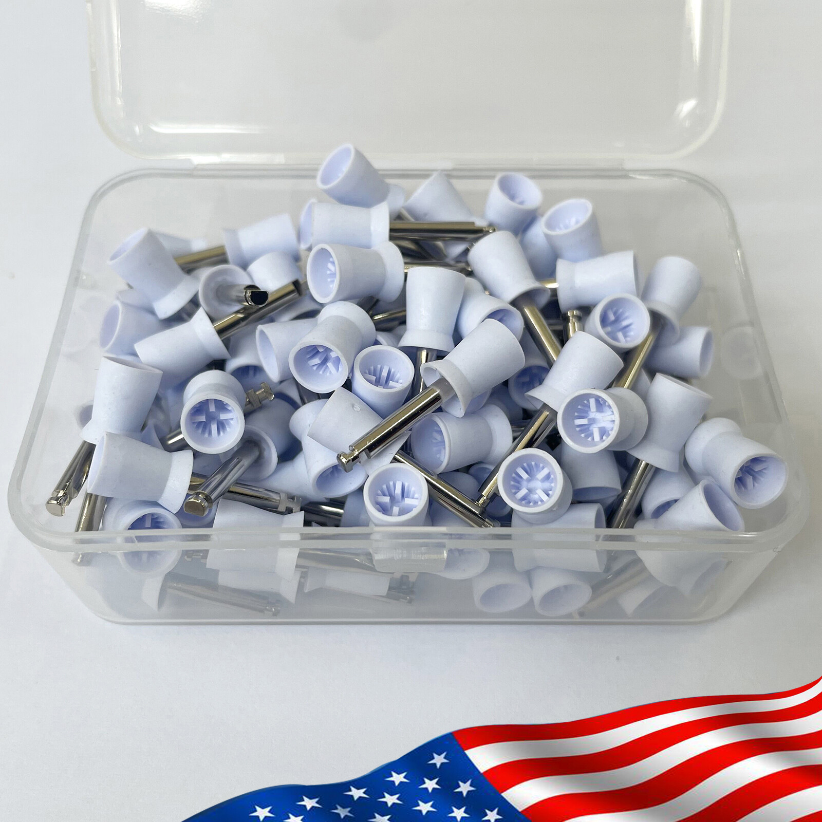 100 pieces Dental Rubber Prophy Tooth Polishing Cups brushes white polish US