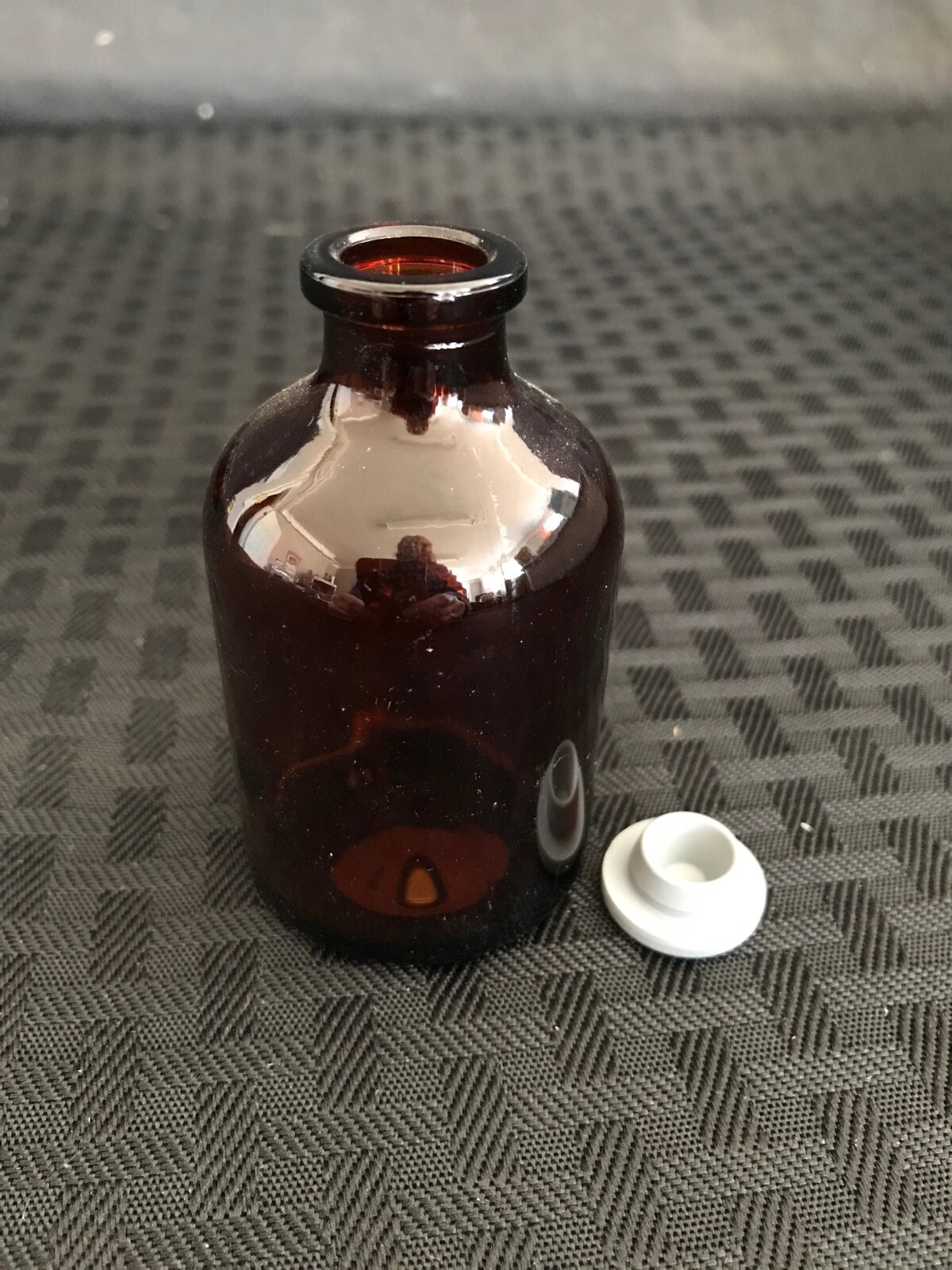 (6) Lab Glass Amber 2oz 60mL Serum Reagent Apothecary Bottle w/Elastomer Stopper