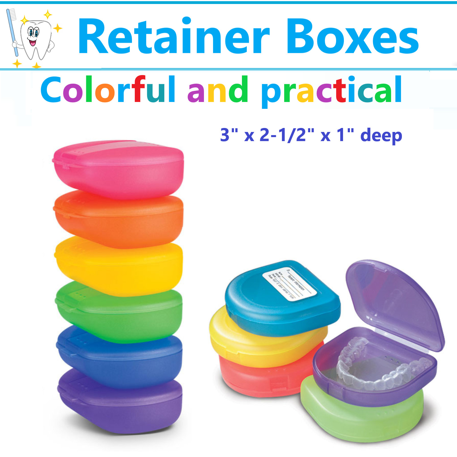 Dental Retainer Box Orthodontic Appliance Guard Snap closure, Up to 200/Case