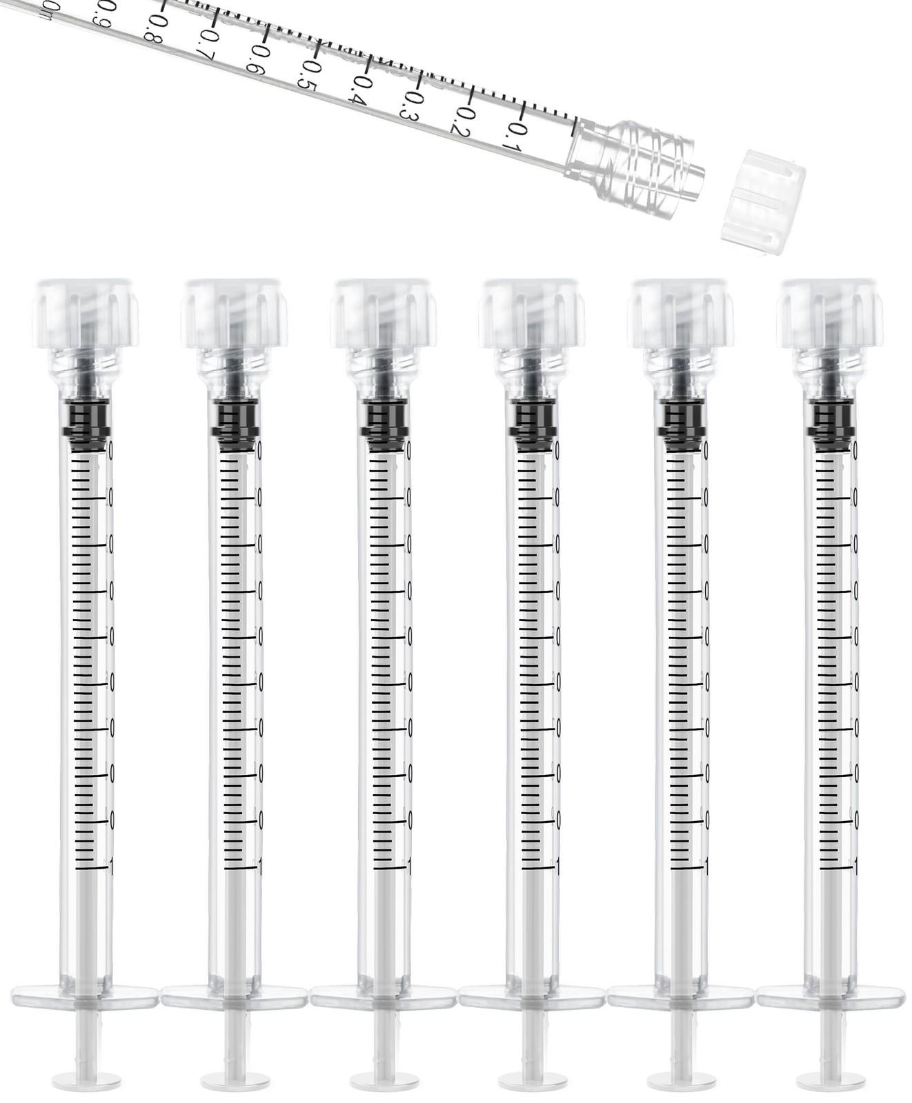 1mL Luer Lock Syringes without Needle – Syringe with Cap, Sterile Individually