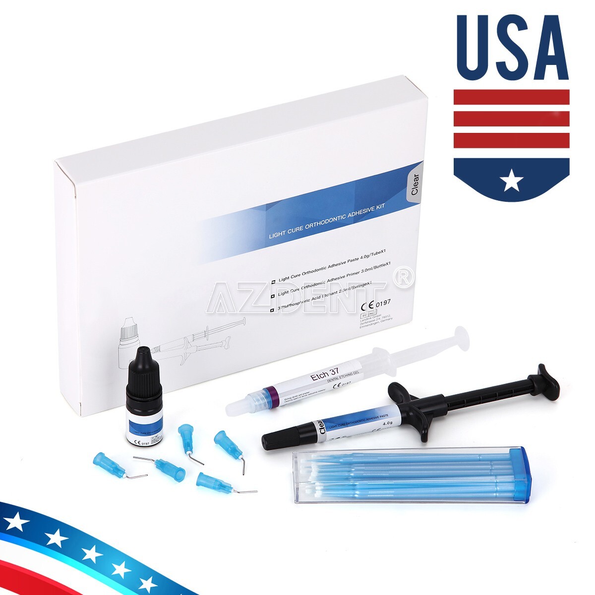 Dentex Dental Orthodontic Bonding Light Cure Adhesive Paste Primer Etchant Kit