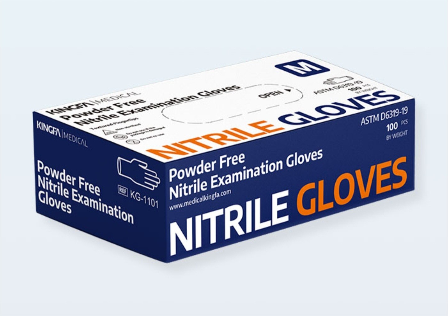 KINGFA Medical Powder Free Nitrile Examination Gloves Medium for Healthcare