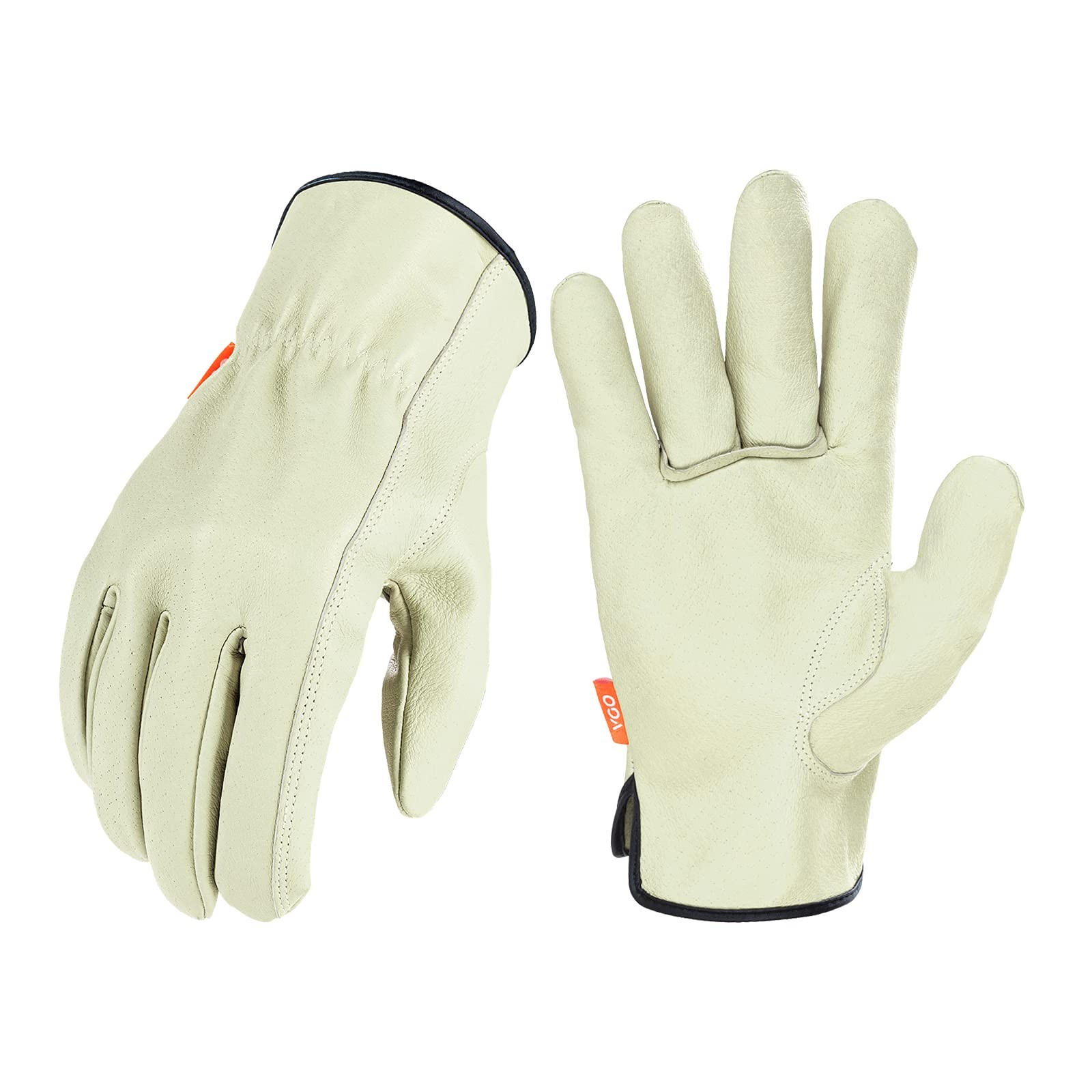 Vgo… 3-Pairs Ulined Safety Pigskin Leather Work Gloves Men Rigger Gloves