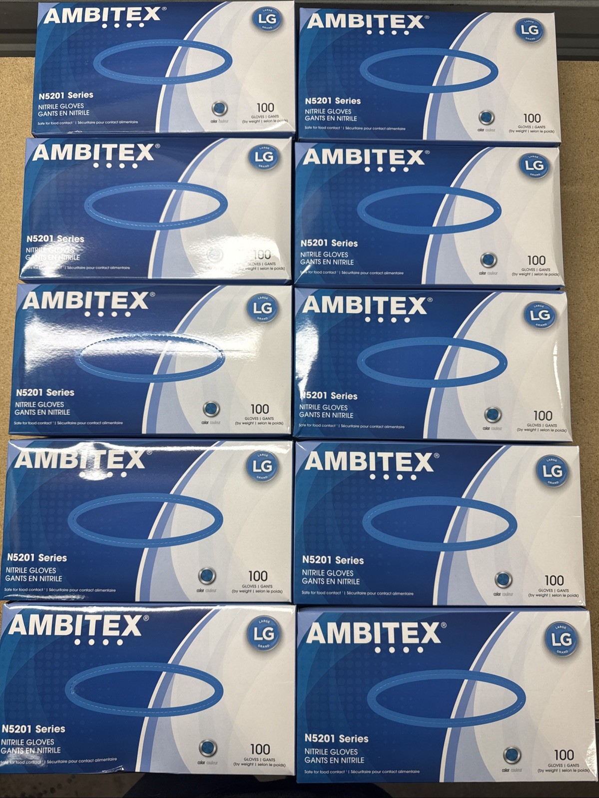 Ambitex N5201 Series Powder Free Blue Nitrile Gloves Large Case/1000 (NLG5201)