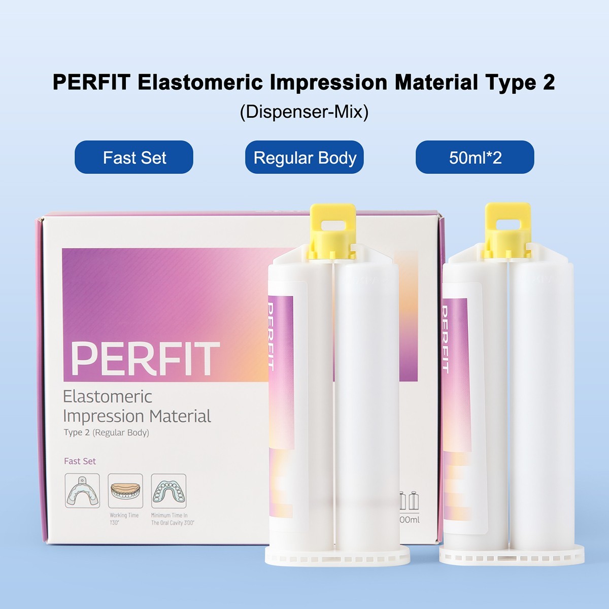 Dental Regular BODY Fast Set VPS PVS VPS Impression Material 50ML*2 Cartridges