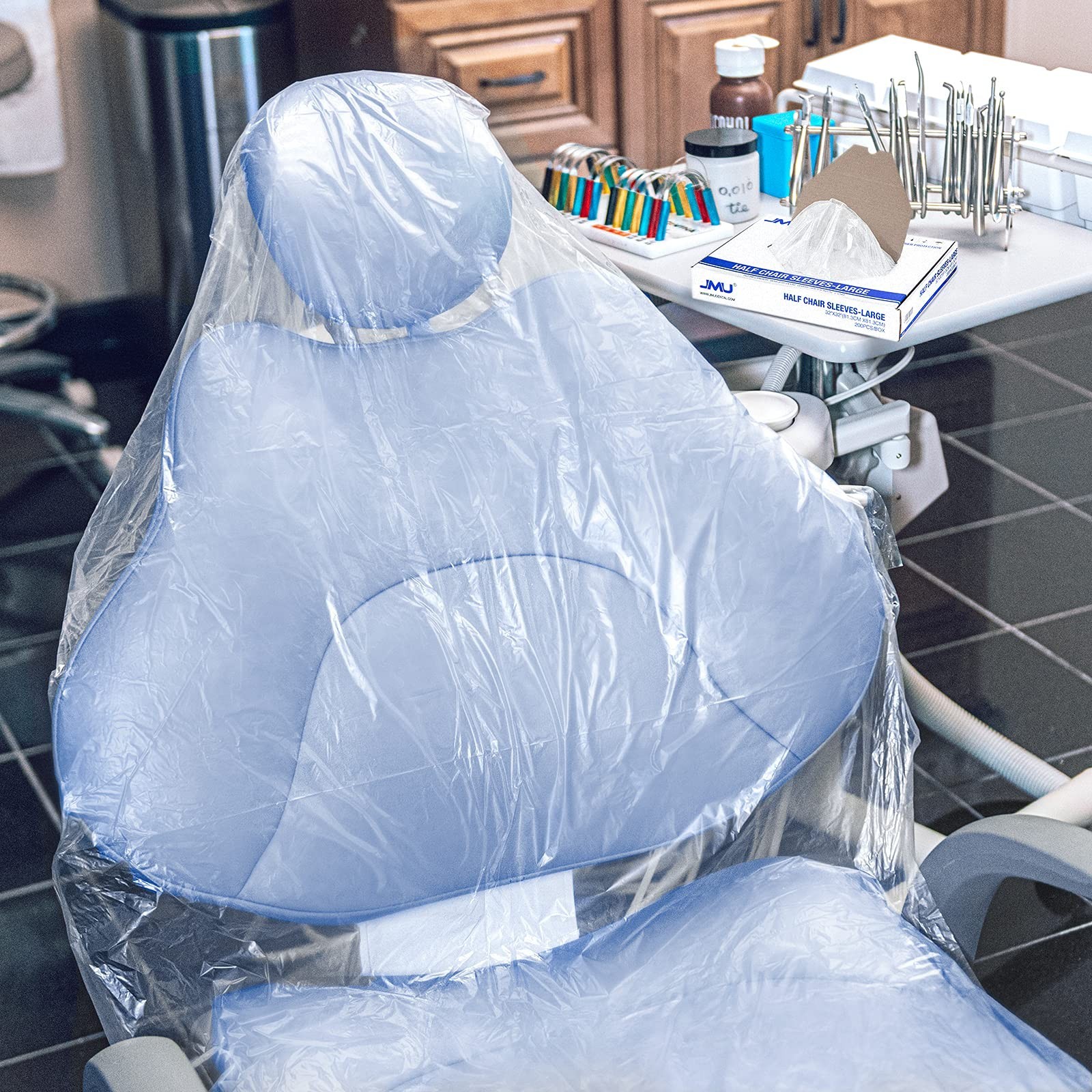 JMU Dental Half Chair Cover, Disposable Clear Plastic Sleeve Protector, Mediu…