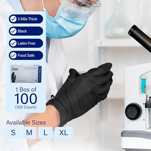 1st Choice Black Nitrile Gloves, 100 Small (Pack of 100)