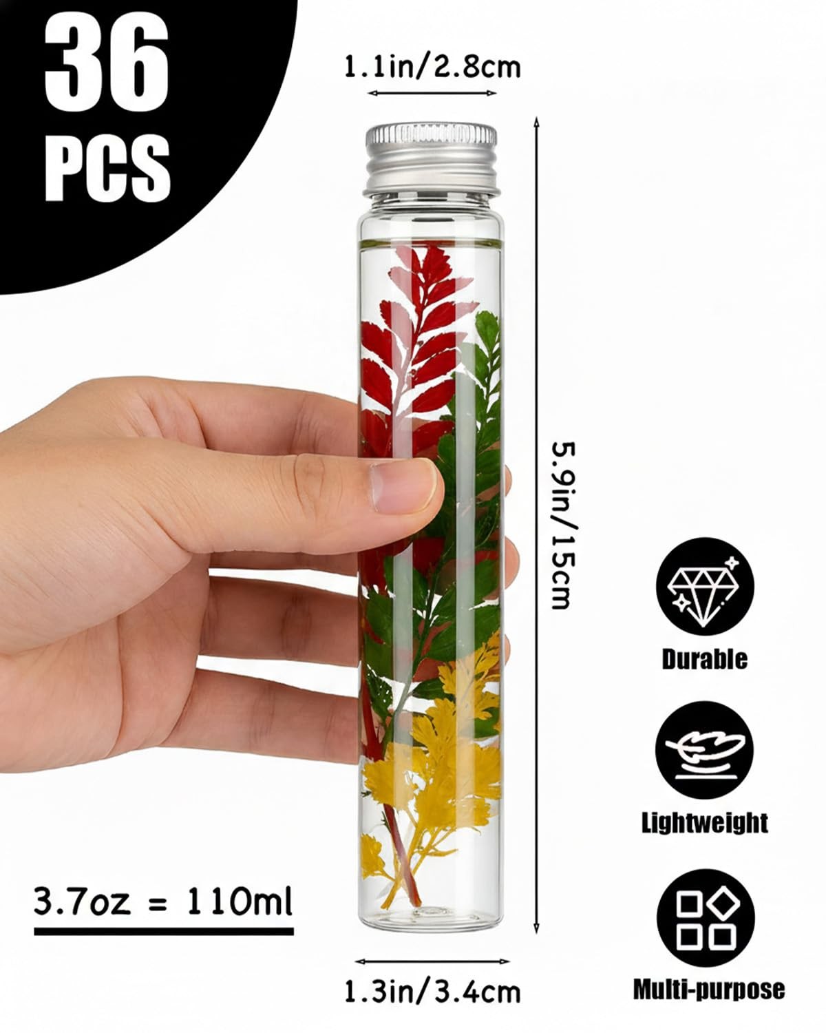 Clear Test Tubes 36 Pack with Caps, Transparent Plastic Tubes for Candy, Bath…