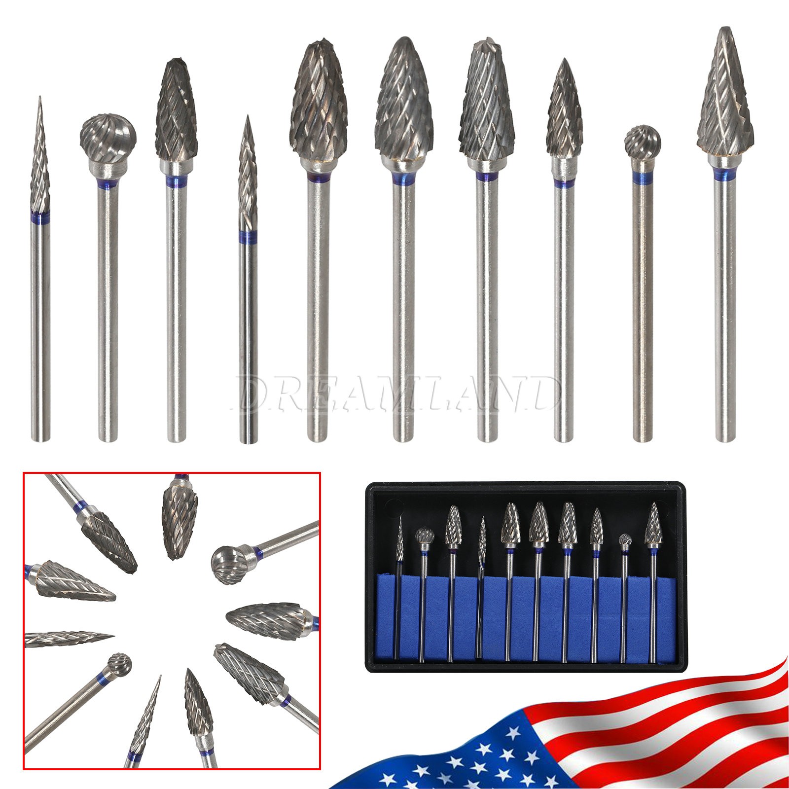 10 Pcs Tungsten Carbide HP Dental Acrylic Bur Drill Coarse Cutter 2.35mm Shank
