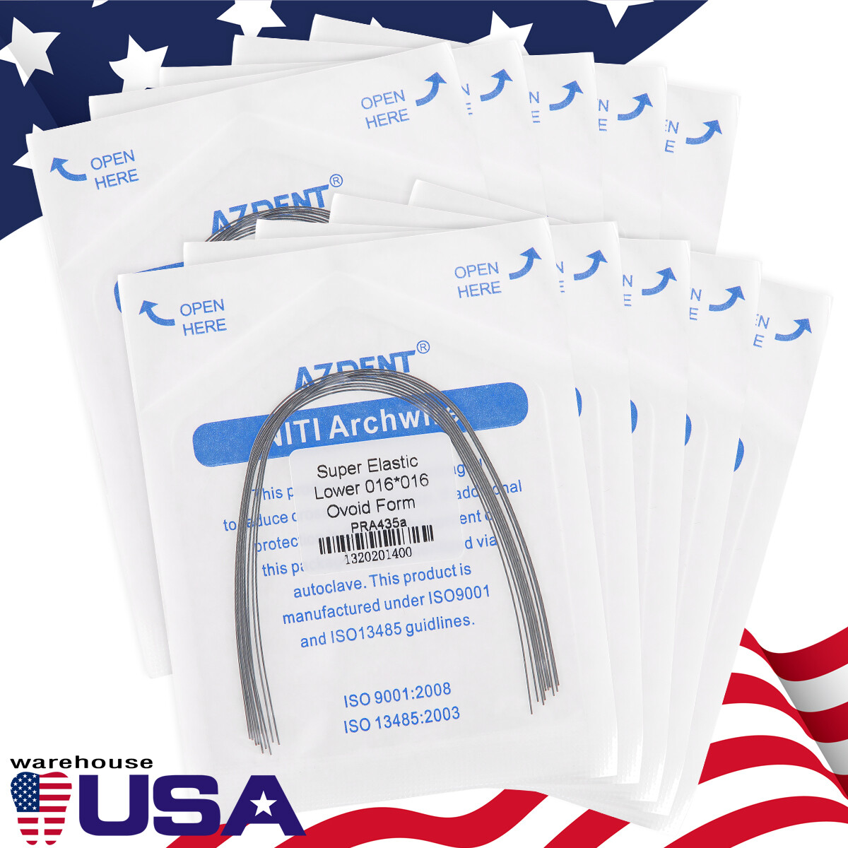 AZDENT Dental Orthodontic Super Elastic Niti Rectangular Arch Wires Ovoid Form