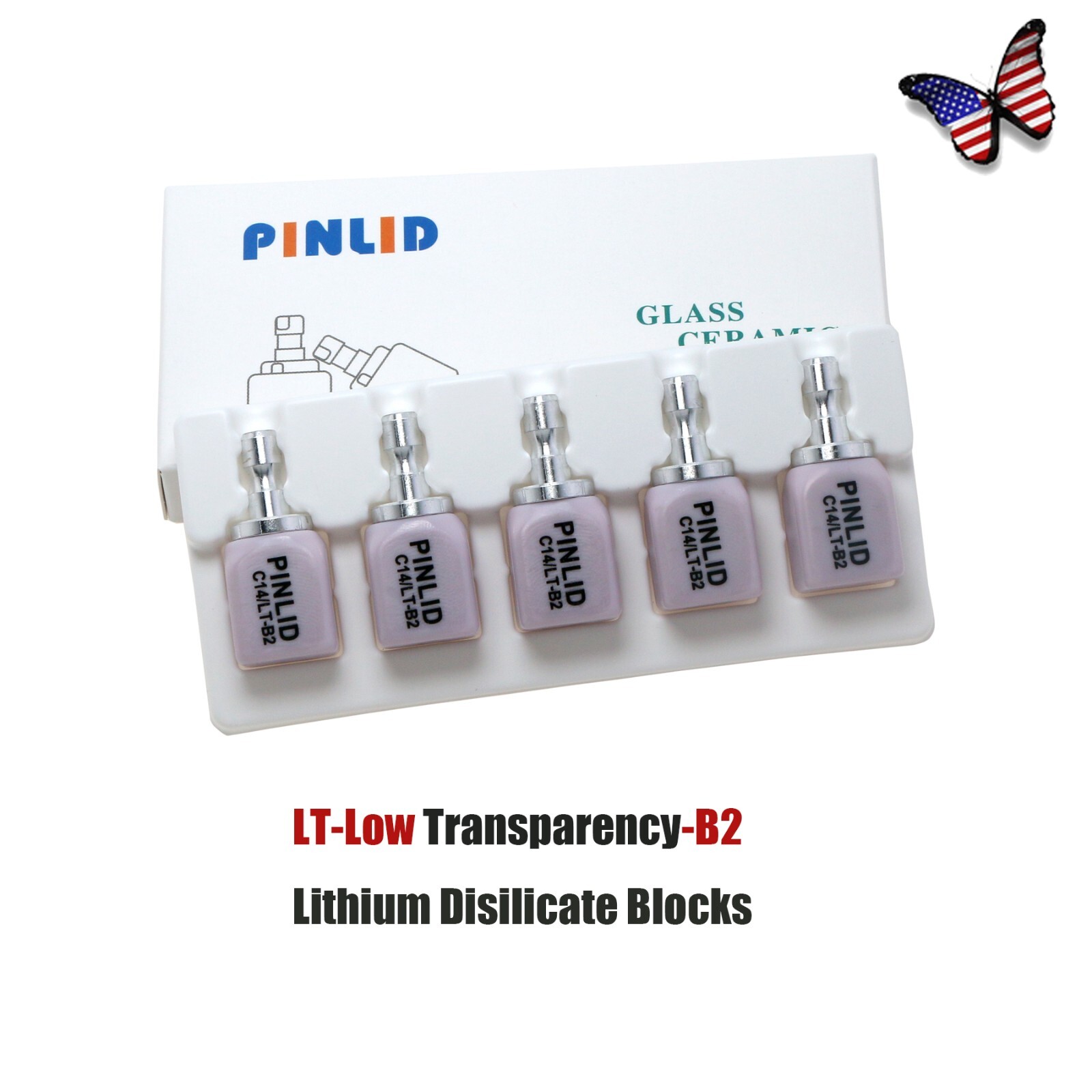 US 5Pcs/Box Dental C14 Glass Ceramic Lithium Dislicate Blocks Cerec CAD CAM Emax