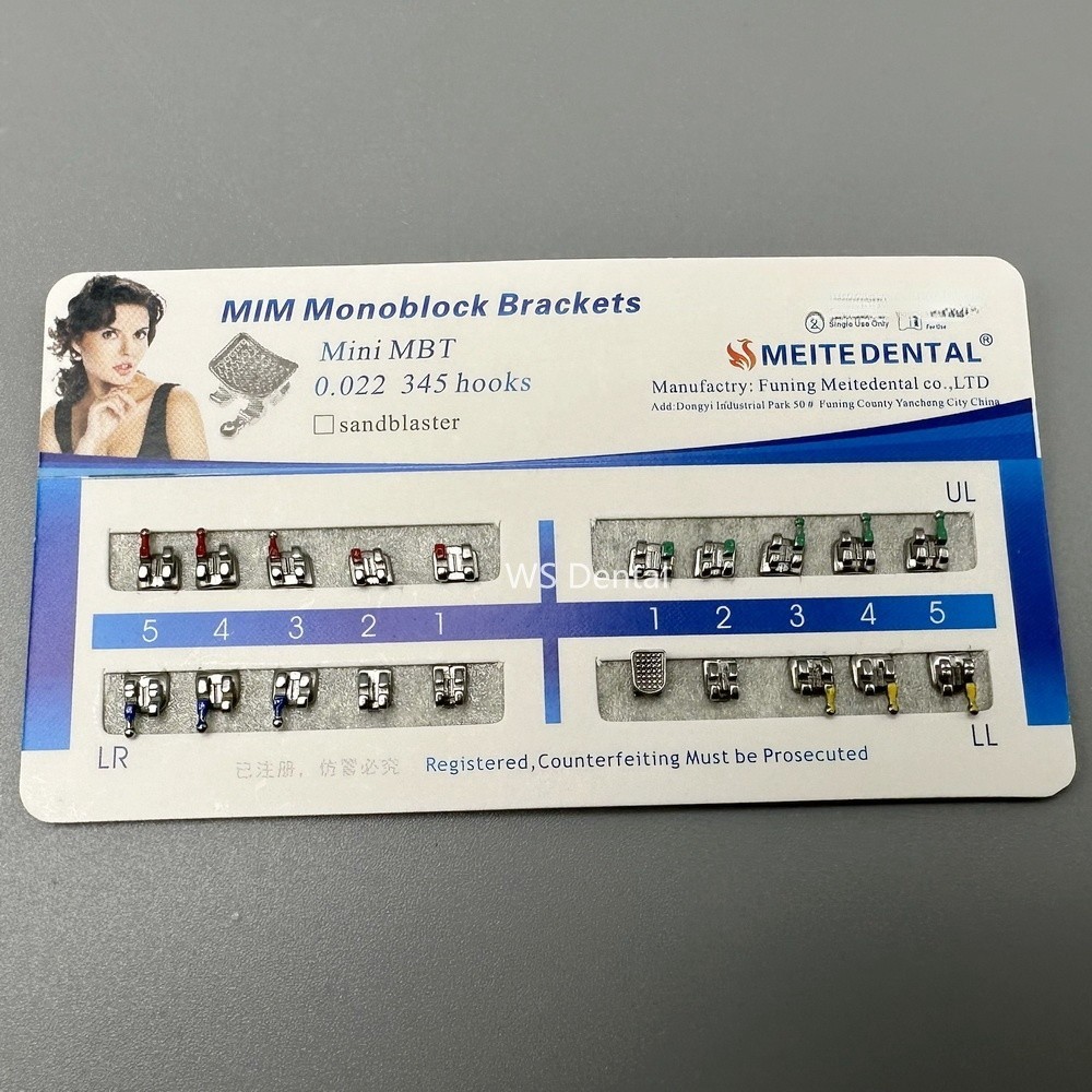 10 Cards Dental Orthodontic Brackets MIM Monoblock Mini Roth/MBT 022 345 Hooks