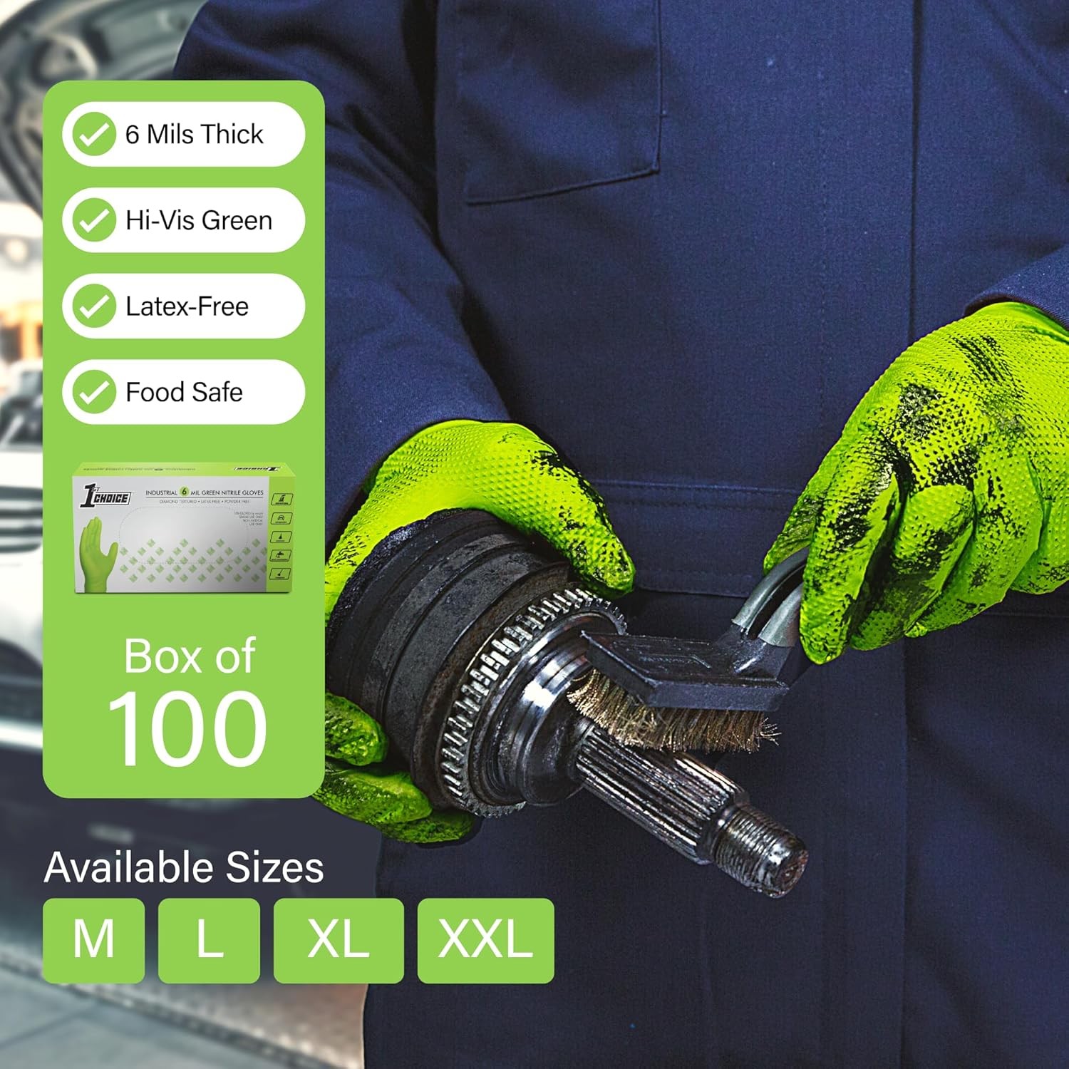 6 mil Gloves, Disposable, Latex Free, Raised Diamond Grip