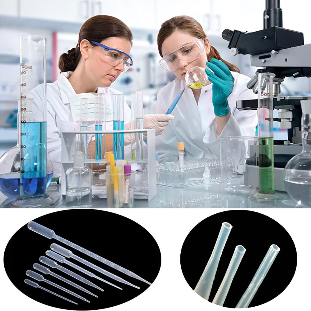 US 200Pcs 3ml Disposable Plastic Eye Dropper Set Transfer Lab Graduated Pipettes