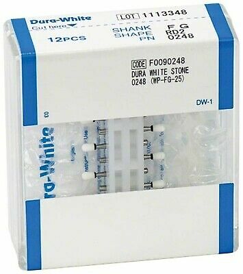 12pc Dental Abrasives Dura-White AluminumOxide Stones: Shank FG/Shape RD2 Shofu