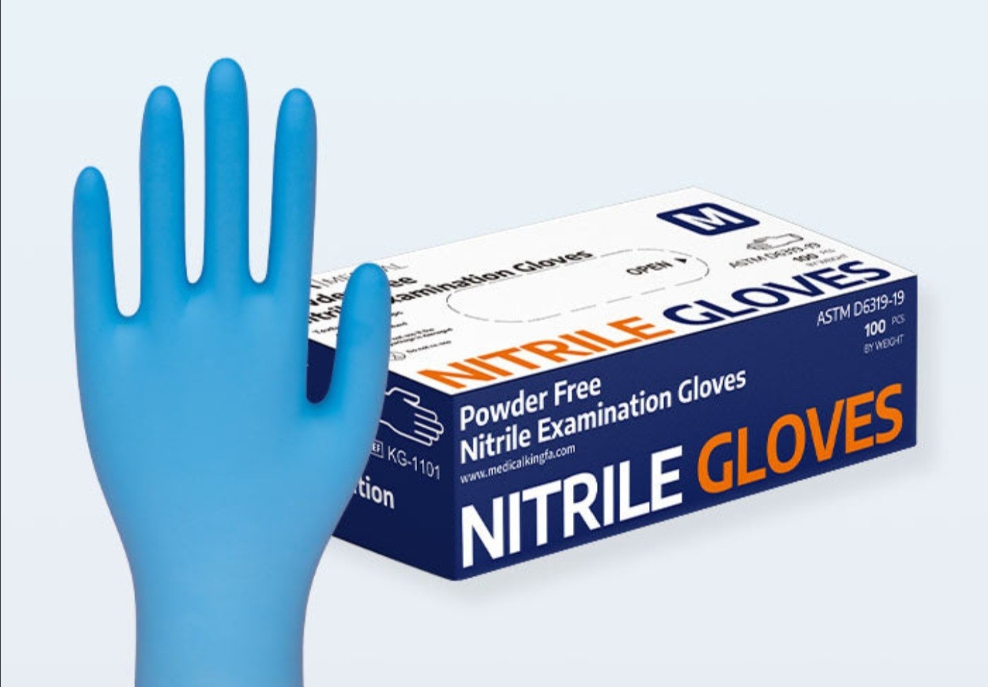 KINGFA Medical Powder Free Nitrile Examination Gloves Medium for Healthcare
