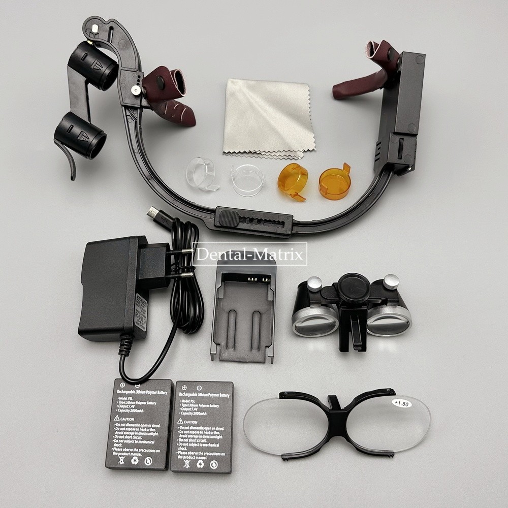 3.5x Dental Surgical Binocular Loupes Headband Magnifier LED Headlight 5W US/EU