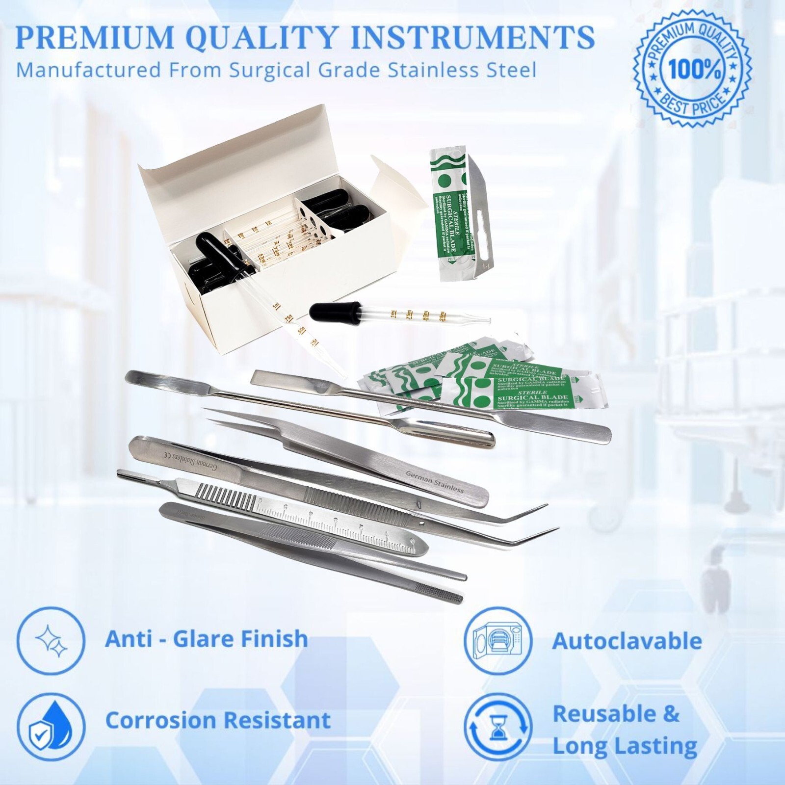 28pc Pharmacy Medical Lab Spatulas & Pipettes Science Chem Lab Kit For Students
