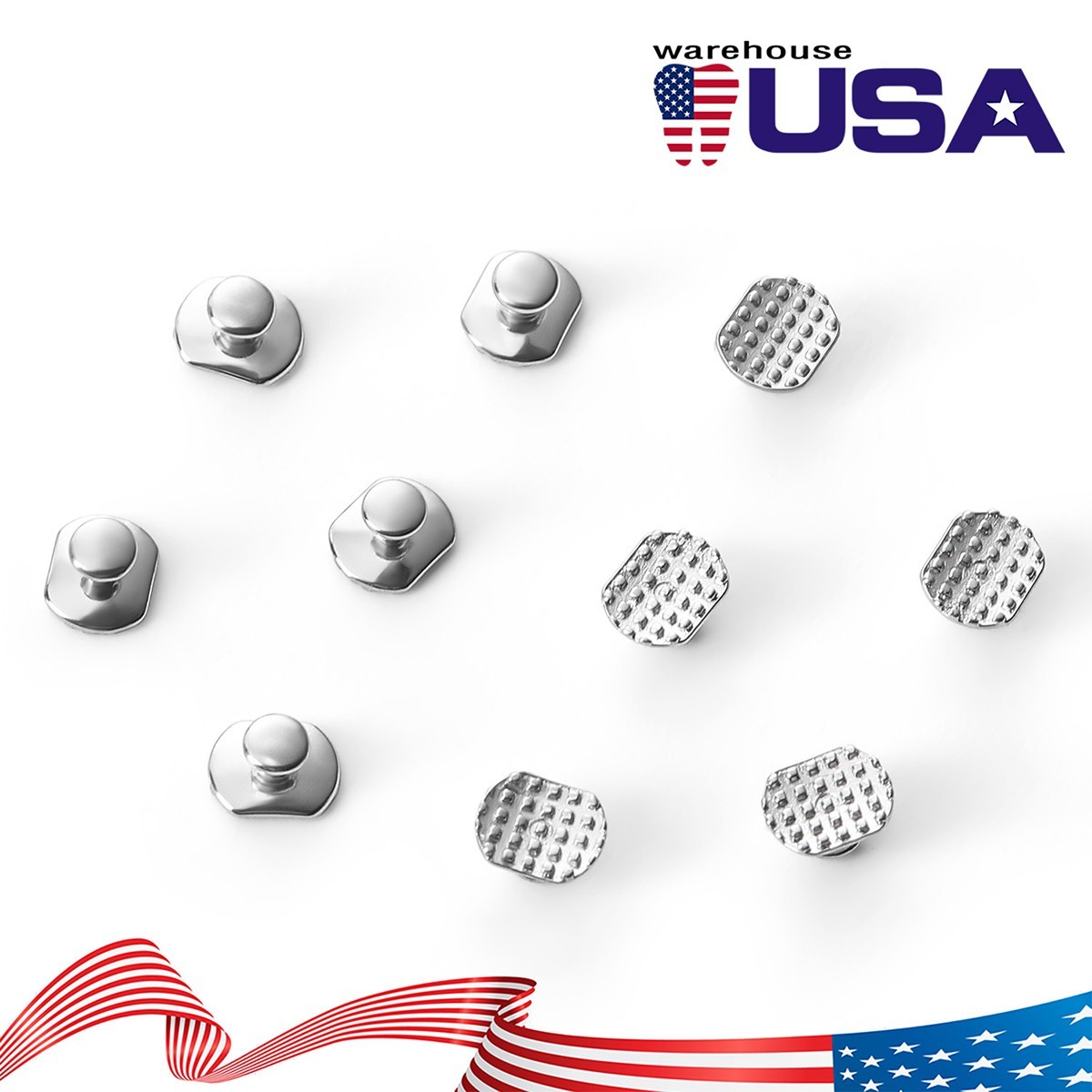 AZDENT Dental Orthodontic Lingual Buttons Bondable Round /Crimpable Hook Stops