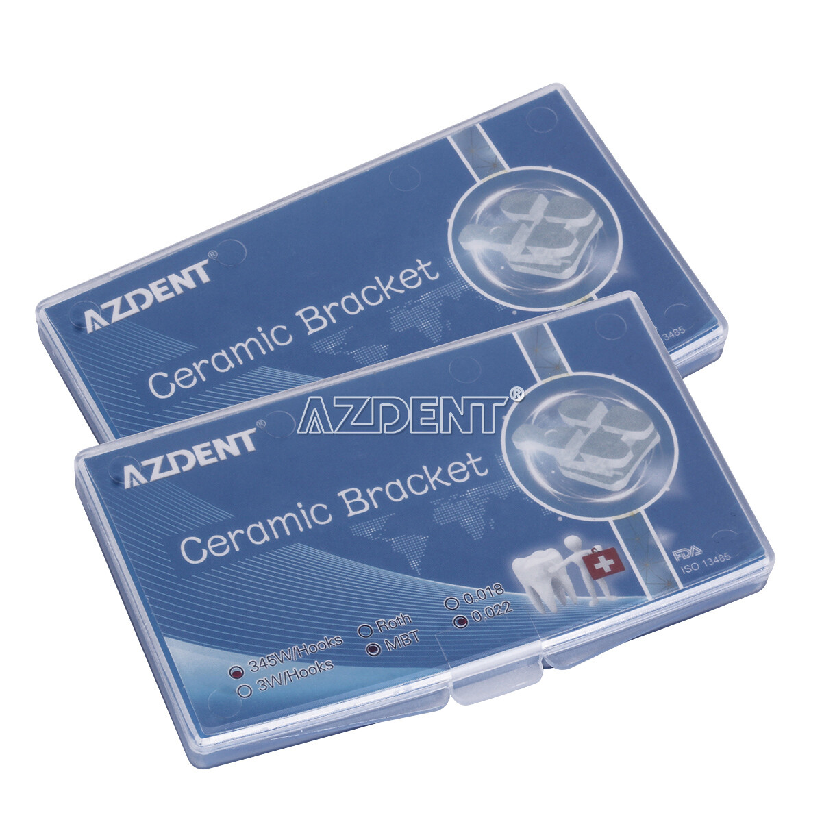 AZDENT Dental Orthodontic Ceramic Bracket Braces Roth MBT .022 Hooks 345