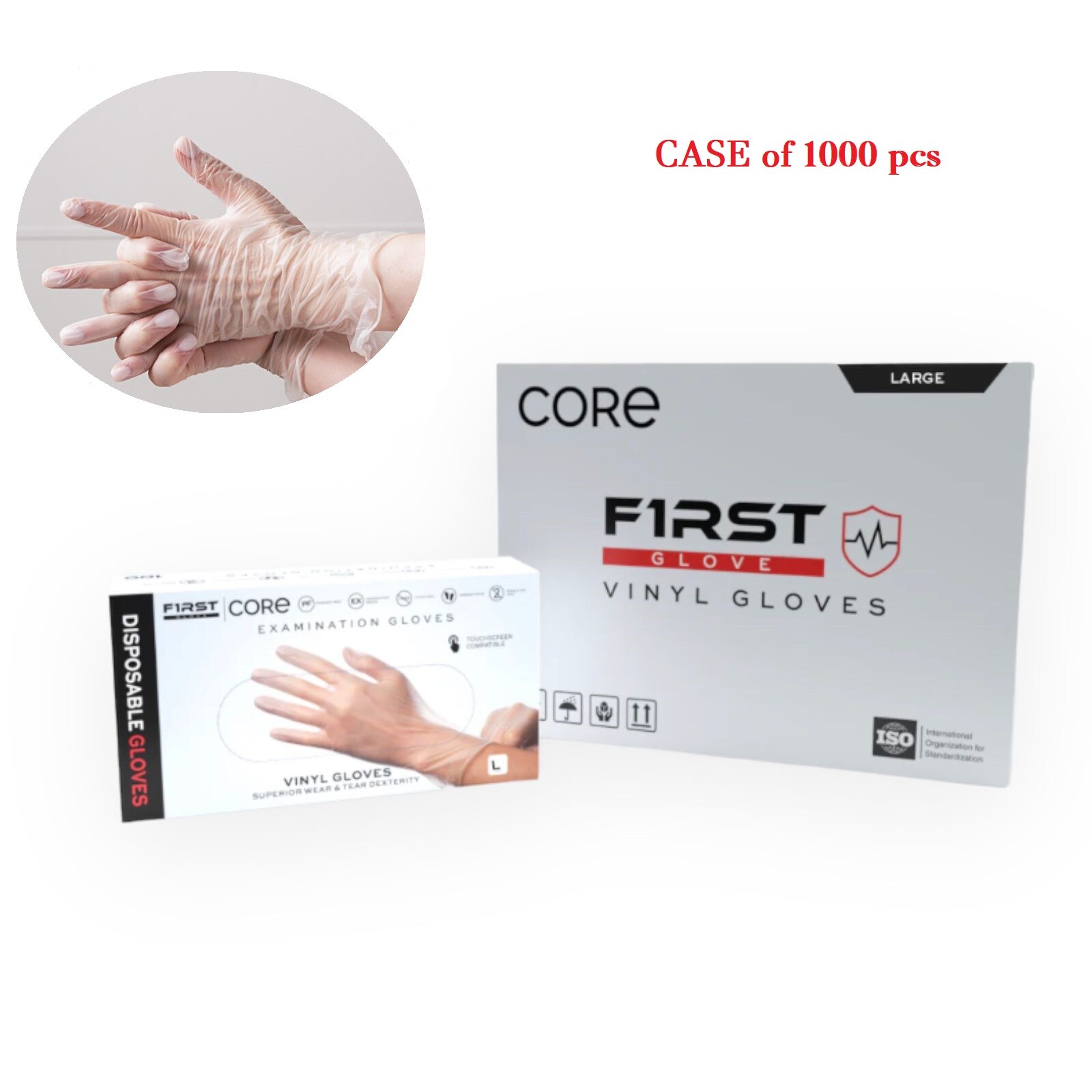 Case of 1000 Vinyl Gloves Synthetic Exam Latex Free Powder Free Protein Free