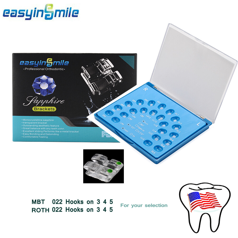 Dental Orthodontic Bracket Ceramic Sapphire Crystal Clear Brace Roth/MBT 022 345