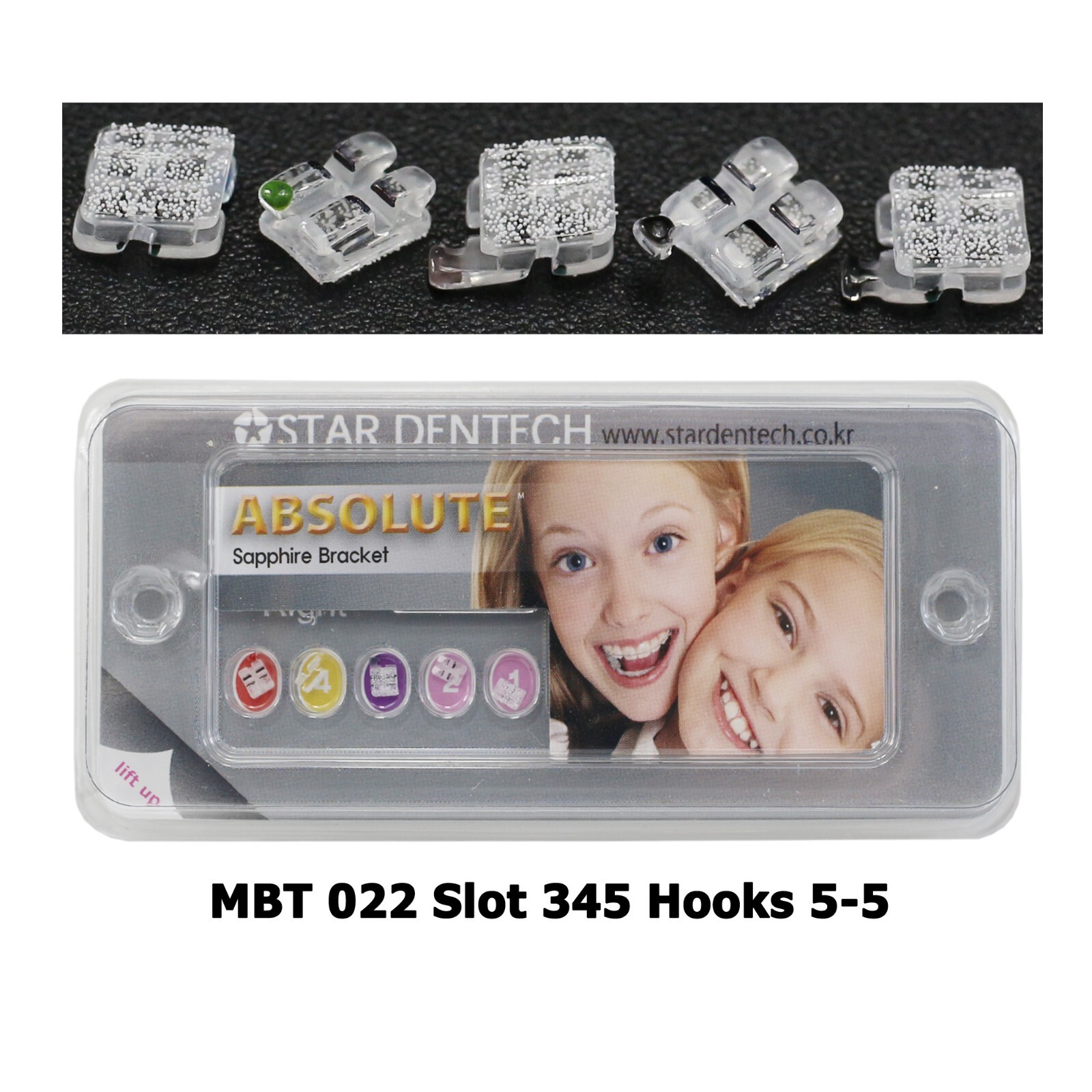 20PCS Dental Orthodontic Sapphire Clear Bracket Brace Roth MBT 022 345 Hooks 5-5
