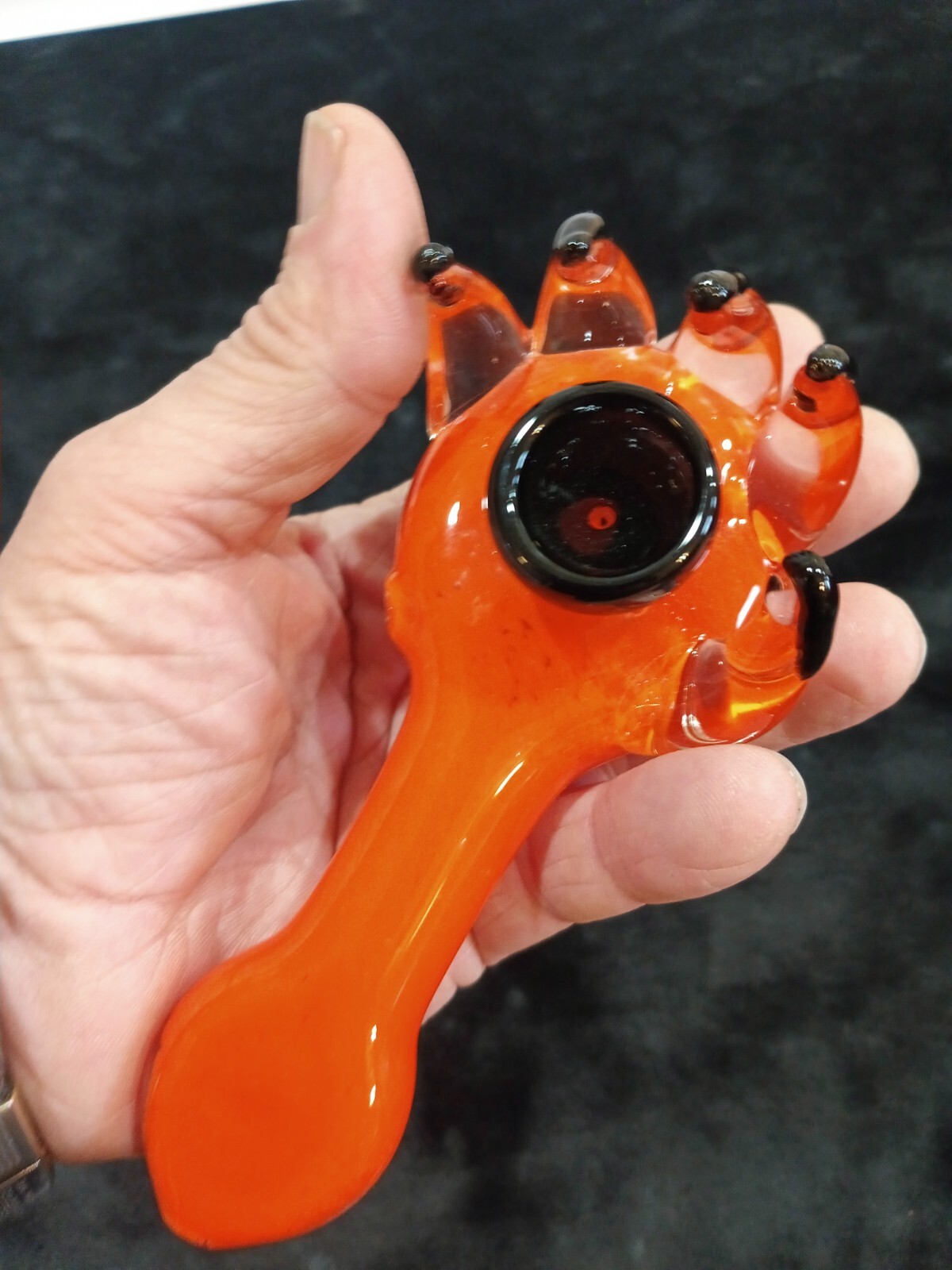 5″ GLASS Frit BENGAL TIGER Claw Tobacco Orange and BLACK Smoking Bowl Pipe
