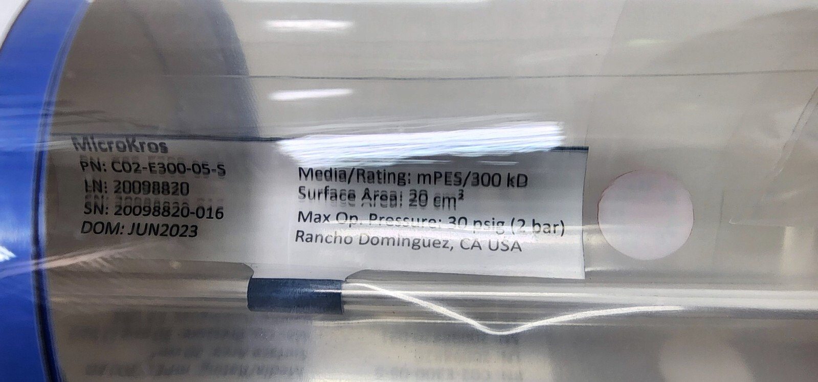 Repligen C02-E300-05-S, MICROKROS 20CM 300K MPES 0.5MM MLL X FLL 1/PK STERILE