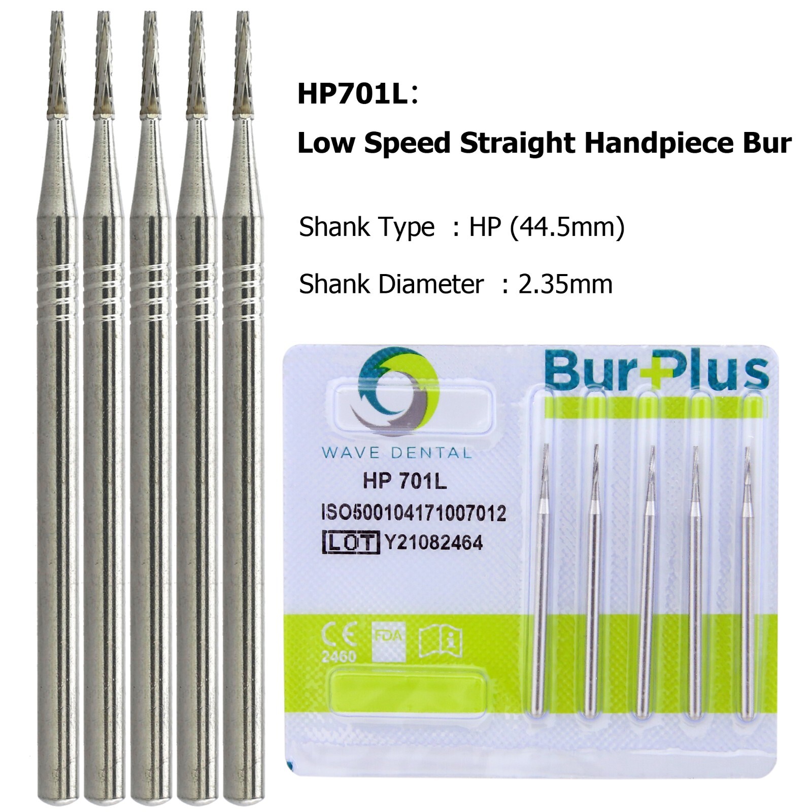 Wave Dental Straight Surgical Bur 701 702 703L Carbide Low Speed Nosecone 44.5mm