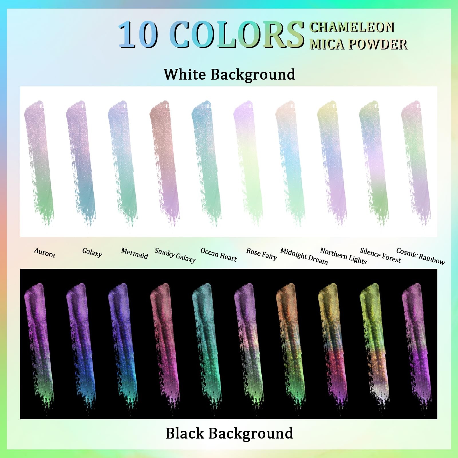 Matio Chameleon Mica Powder, 10 * 5g White Chrome 10 Colors
