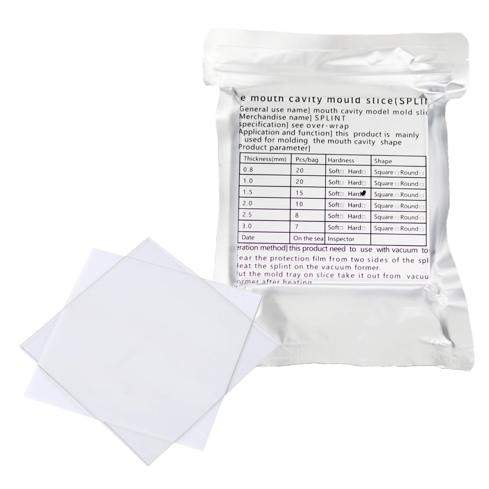 15 Slices Dental Lab Splint Thermoforming Material Hard 1.5mm for Vacuum Forming