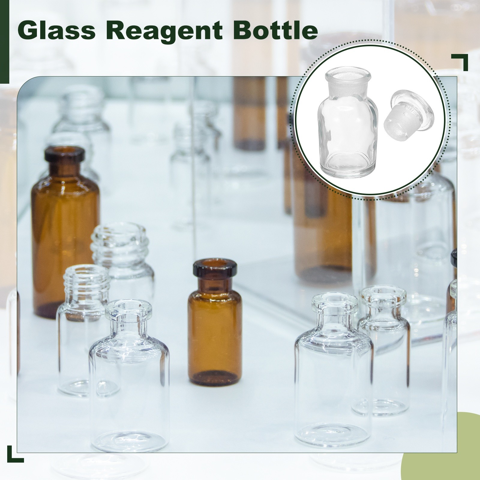 2Pack 60ml Wide Mouth Reagent Media Bottle with Stopper, Clear(2.1oz)
