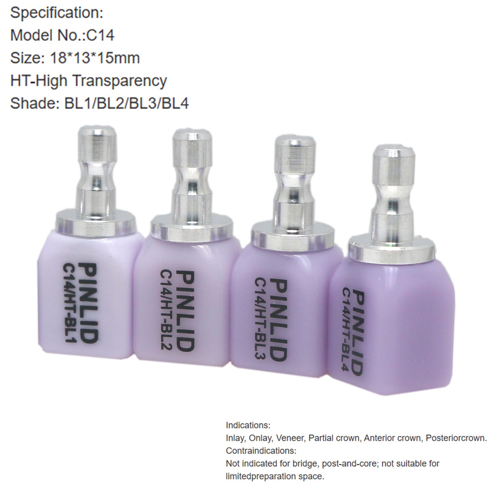 US C14 HT/LT Dental Lithium Disilicate Ceramic IPS e.max CAD CEREC Blocks InLab