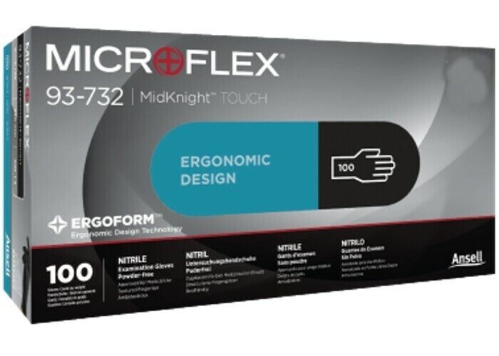1-Box* Microflex MidKnight Touch PF Exam Nitrile 100 Gloves 6.5-7 Small 93-732