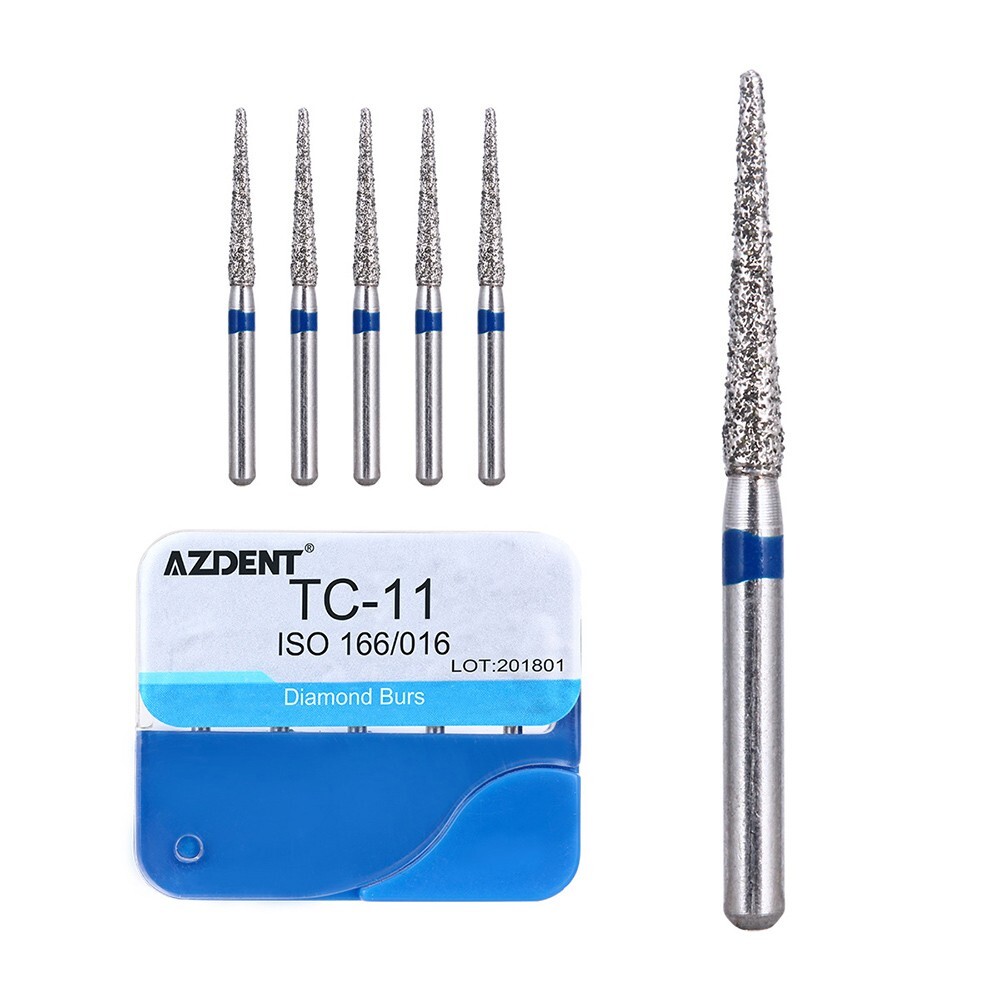 100Pcs AZDENT Dental Diamond Burs High Speed Handpiece Friction Grip 20 Types