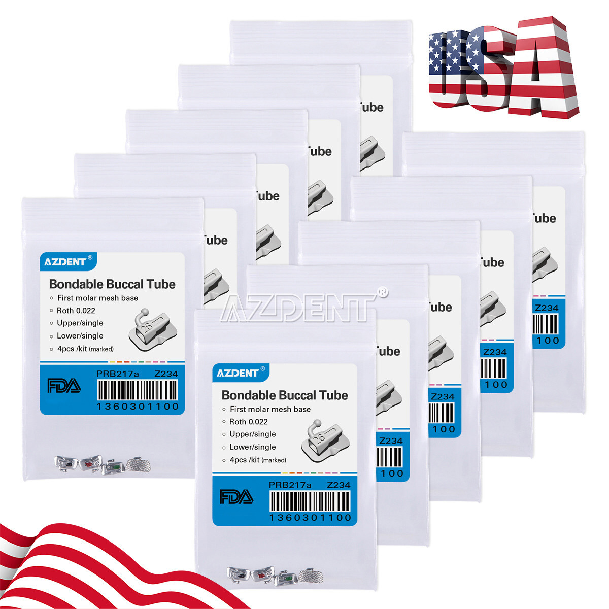 10X Tubos bucales individuales de ortodoncia dental Bondable Roth 022 1er molar