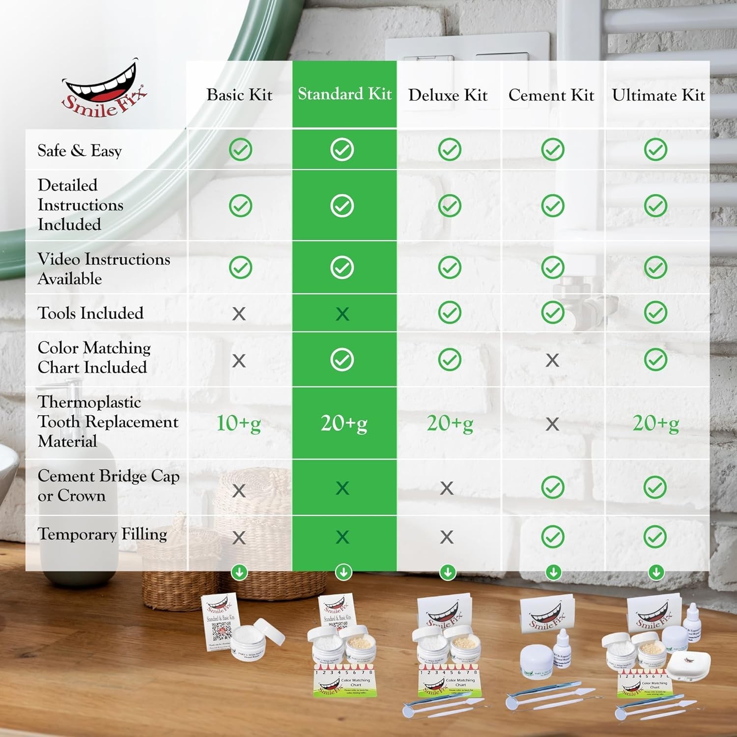 At-Home Tooth Repair Kit – Color Matching for Gaps & Broken Teeth – Easy Use